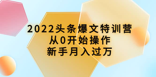 2022头条爆文特训营：从0开始操作，新手月入过万（16节课时）-讯领网创