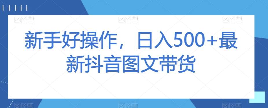 新手好操作，日入500+最新抖音图文带货【揭秘】-讯领网创