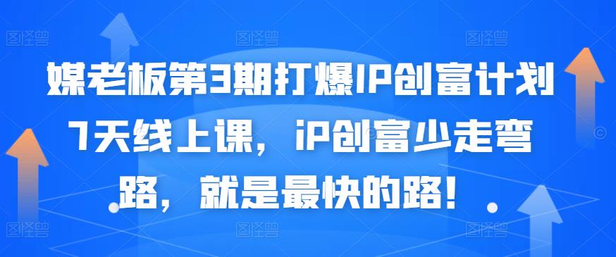 媒老板第3期打爆IP创富计划7天线上课，iP创富少走弯路，就是最快的路！-讯领网创
