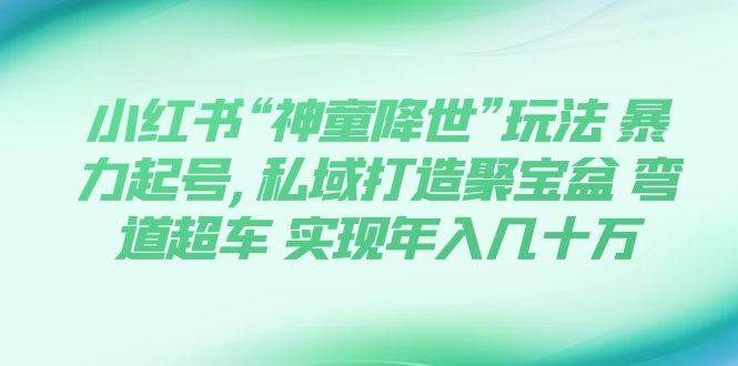 （7673期）小红书“神童降世”玩法 暴力起号,私域打造聚宝盆 弯道超车 实现年入几十万-讯领网创