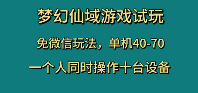 梦幻仙域游戏试玩，免微信玩法，单机40-70，一个人同时操作十台设备【揭秘】-讯领网创