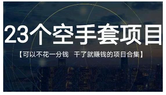 23个空手套项目大合集，0成本0投入，干了就赚钱纯空手套生意经-讯领网创