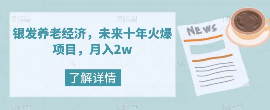 银发养老经济，未来十年火爆项目，月入2w【揭秘】-讯领网创