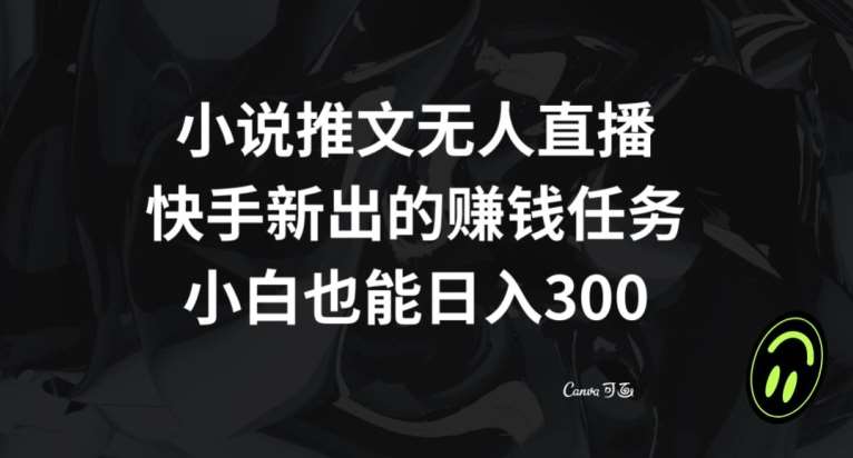 小说推文无人直播，快手新出的赚钱任务，小白也能日入300+【揭秘】-讯领网创