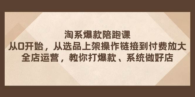 （7725期）淘系爆款陪跑课 从选品上架操作链接到付费放大 全店运营 打爆款 系统做好店-讯领网创