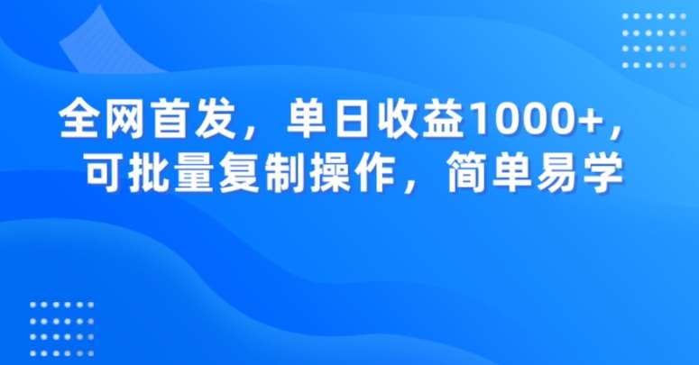 全网首发，单日收益1000+，可批量复制操作，简单易学【揭秘】-讯领网创
