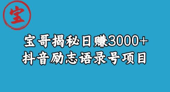宝哥揭秘日赚3000+抖音励志语录号短视频变现项目-讯领网创
