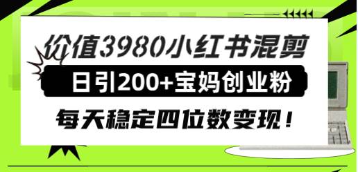 （7893期）价值3980小红书混剪日引200+宝妈创业粉，每天稳定四位数变现！-讯领网创