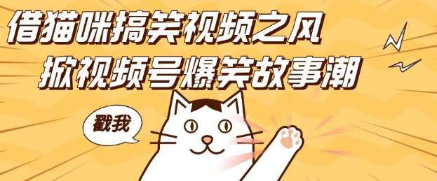 借猫咪搞笑视频之风，掀视频号爆笑故事潮，轻松日入四位数，无门槛快速入门!-讯领网创