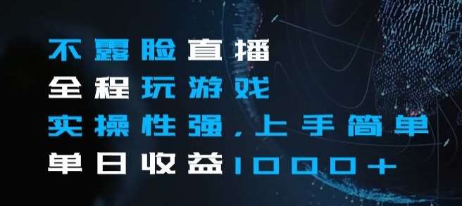 不露脸直播全程玩游戏，实操性强，上手简单，单日收益1000+【揭秘】-讯领网创