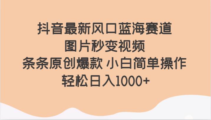 抖音最新风口蓝海赛道 图片秒变视频 条条原创爆款 小白简单操作 轻松日入1000+-讯领网创