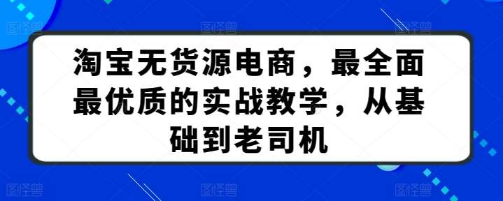 淘宝无货源电商，最全面最优质的实战教学，从基础到老司机-讯领网创