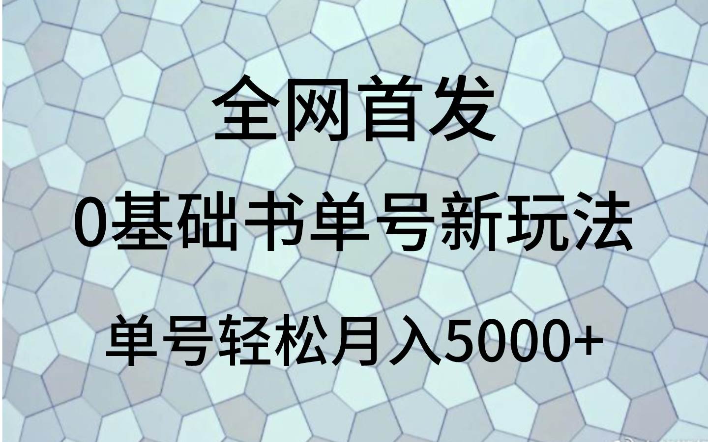 0基础书单号新玩法，操作简单，单号轻松月入5000+-讯领网创