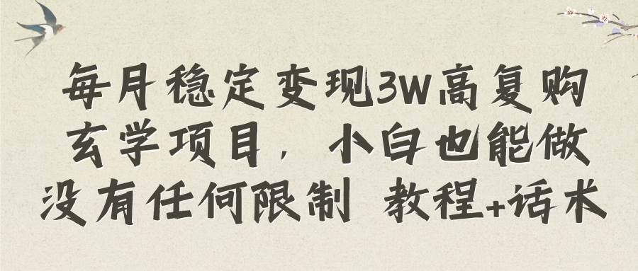 （8417期）每月稳定变现3W高复购玄学项目，小白也能做没有任何限制 教程+话术-讯领网创