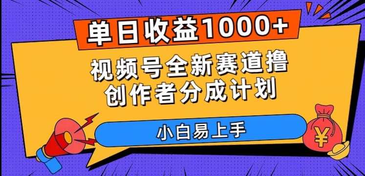 单日收益1000+，视频号全新赛道撸创作者分成计划，小白易上手【揭秘】-讯领网创