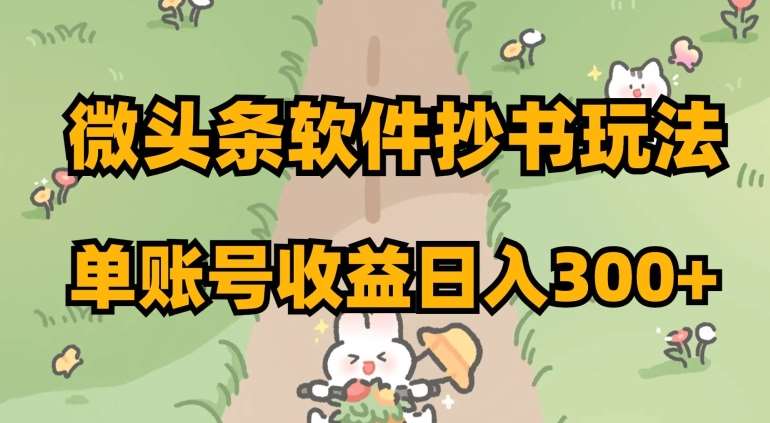 微头条软件抄书玩法，单账号收益日入300+【揭秘】-讯领网创