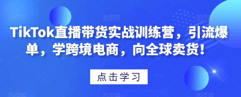 TikTok直播带货实战训练营，引流爆单，学跨境电商，向全球卖货！-讯领网创