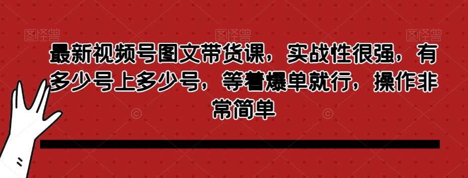 最新视频号图文带货课，实战性很强，有多少号上多少号，等着爆单就行，操作非常简单-讯领网创