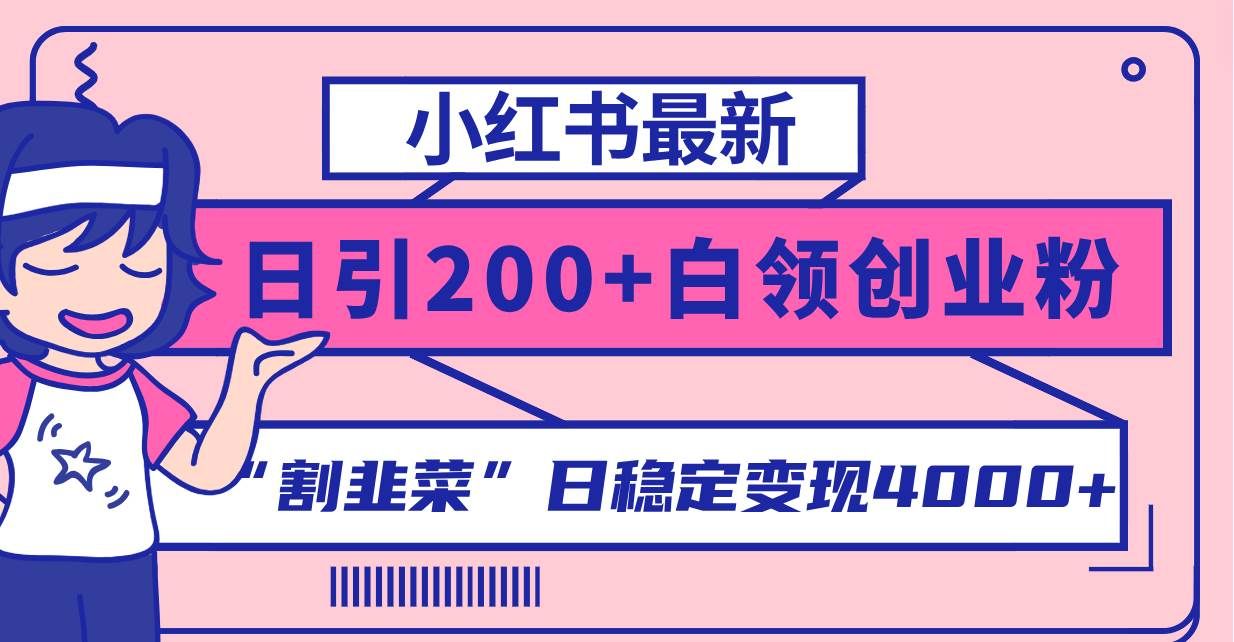 （8052期）小红书最新日引200+创业粉”割韭菜“日稳定变现4000+实操教程！-讯领网创