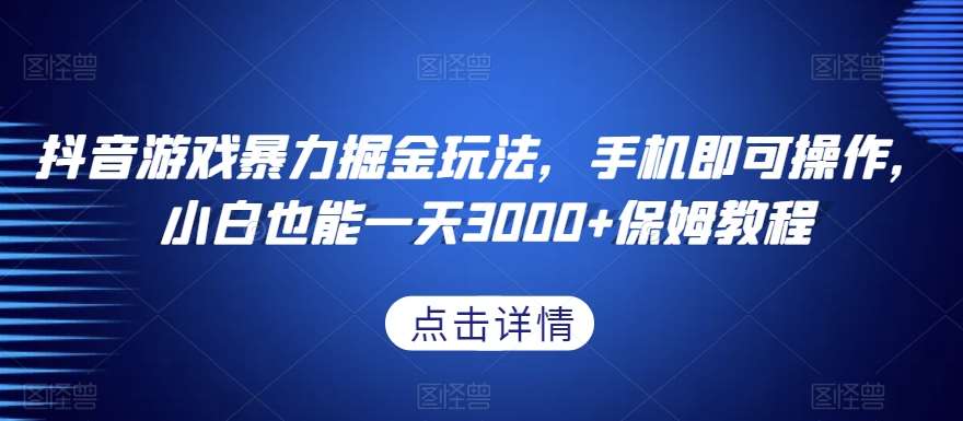 抖音游戏暴力掘金玩法，手机即可操作，小白也能一天3000+保姆教程【揭秘】-讯领网创