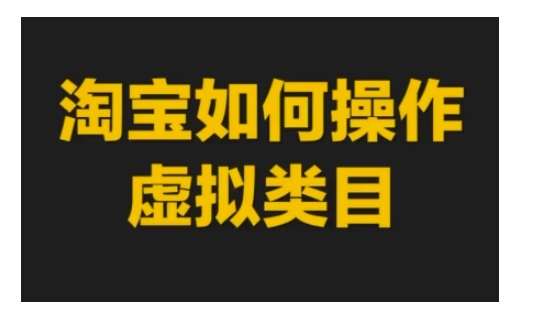 淘宝如何操作虚拟类目，淘宝虚拟类目玩法实操教程-讯领网创