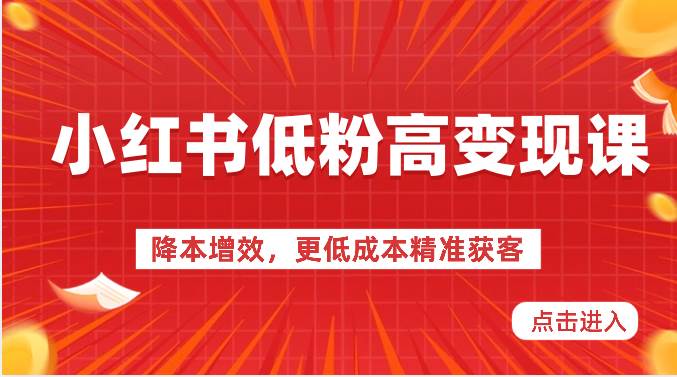 小红书低粉高变现课-降本增效，更低成本精准获客，小红书必爆的流量密码-讯领网创