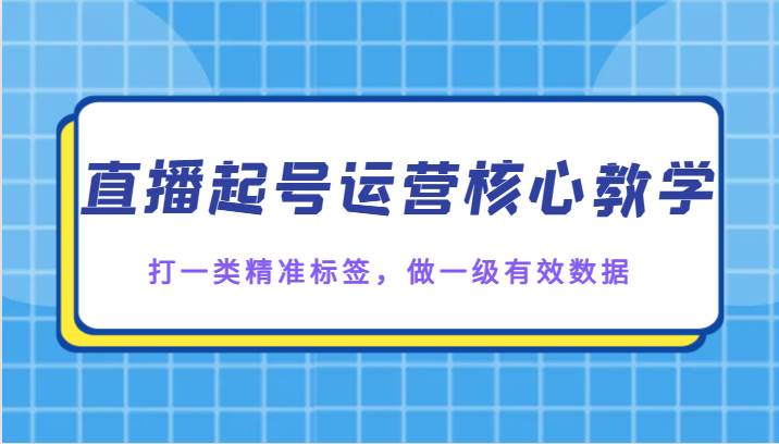 直播起号运营核心教学，打一类精准标签，做一级有效数据-讯领网创