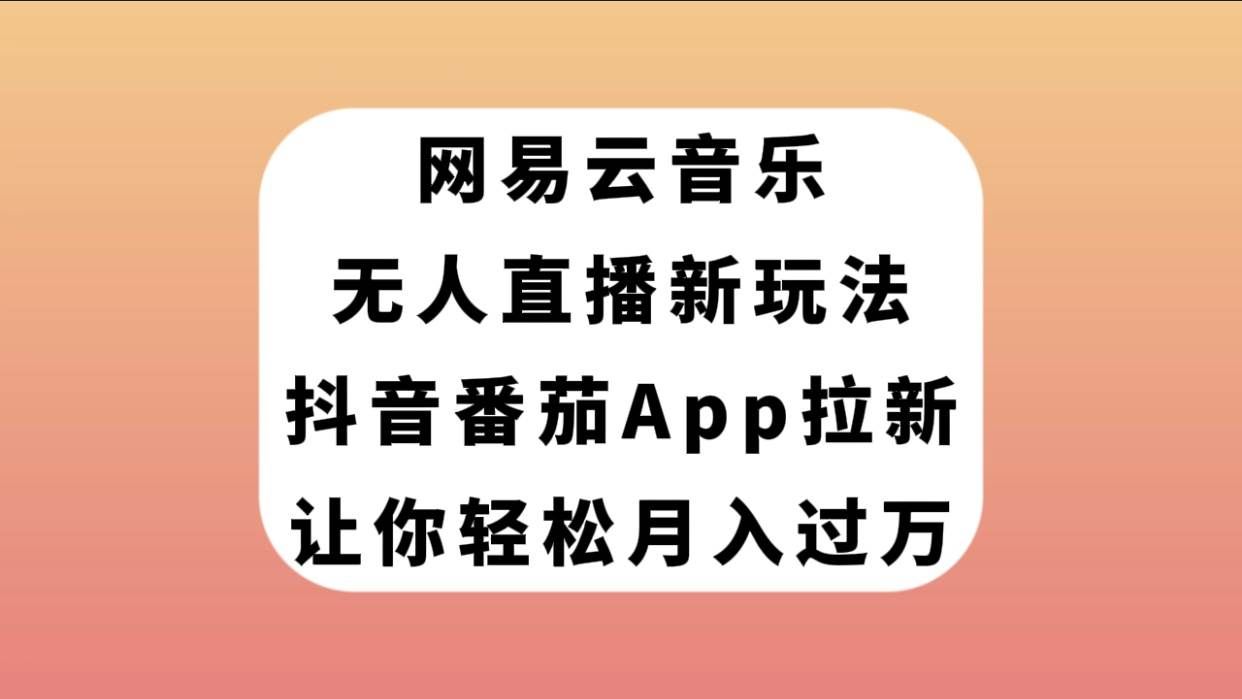 （7599期）网易云音乐无人直播新玩法，抖音番茄APP拉新，让你轻松月入过万-讯领网创