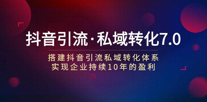抖音引流·私域转化7.0：搭建抖音引流·私域转化体系 实现企业持续10年盈利-讯领网创
