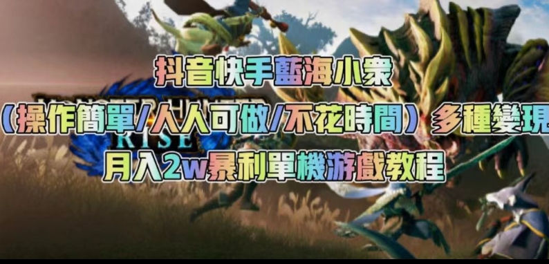 抖音快手蓝海小众（操作简单人人可做不花时间）多种变现月入2w＋暴利单机游戏教程-讯领网创