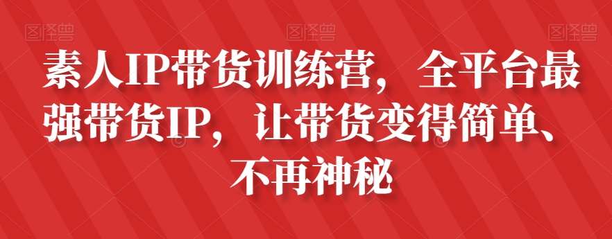 素人IP带货训练营，全平台最强带货IP，让带货变得简单、不再神秘-讯领网创