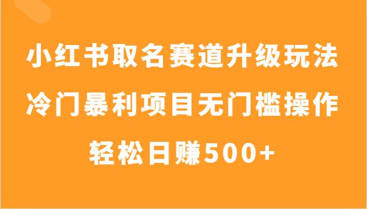 小红书取名赛道升级玩法，冷门暴利项目无门槛操作，轻松日赚500+-讯领网创