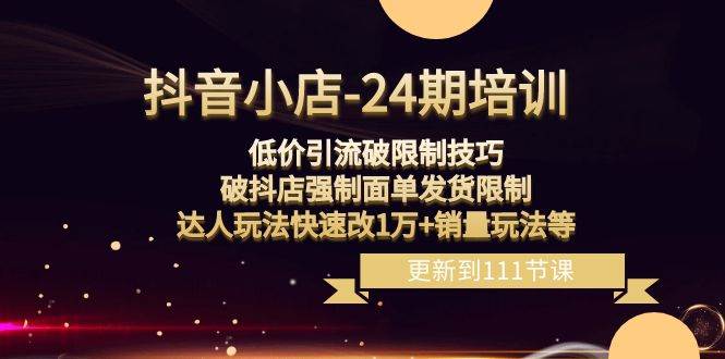 （8394期）抖音小店-24期：低价引流破限制技巧，破抖店强制面单发货限制，达人玩法…-讯领网创
