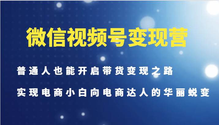 微信视频号变现营-普通人也能开启带货变现之路，实现电商小白向电商达人的华丽蜕变-讯领网创