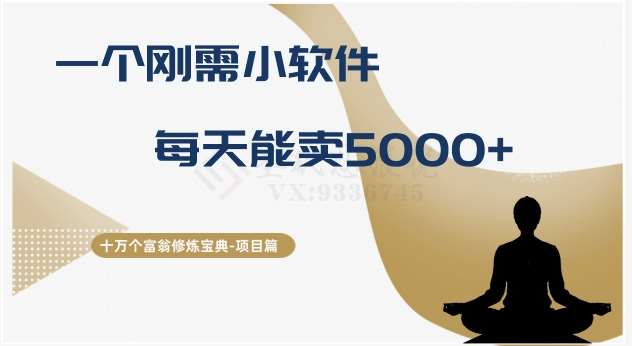 十万个富翁修炼宝典之17.一个刚需小软件，每天能卖5000+-讯领网创