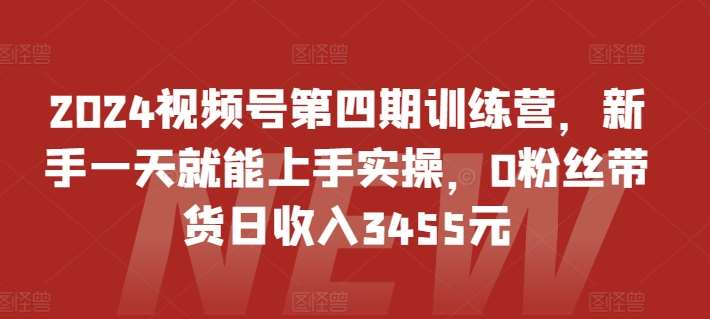 2024视频号第四期训练营，新手一天就能上手实操，0粉丝带货日收入3455元-讯领网创