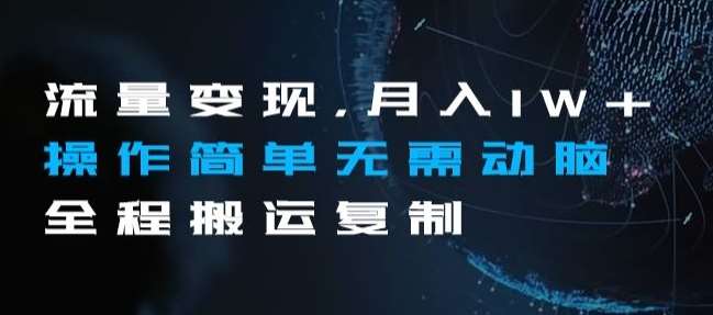 流量变现，月入1W+操作简单无需动脑全程搬运复制【揭秘】-讯领网创