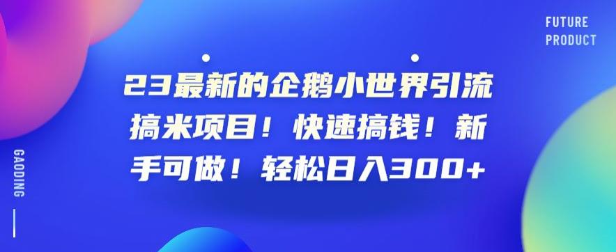 23最新的企鹅小世界引流搞米项目！快速搞钱！新手可做！轻松日入300+【揭秘】-讯领网创