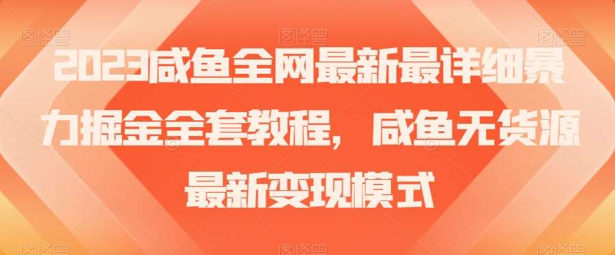2023咸鱼全网最新最详细暴力掘金全套教程，咸鱼无货源最新变现模式【揭秘】-讯领网创