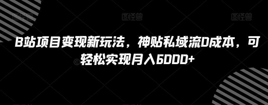B站项目变现新玩法，神贴私域流0成本，可轻松实现月入6000+【揭秘】-讯领网创