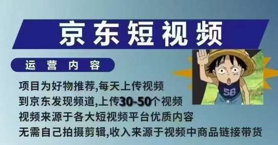 京东短视频带货课，无需自己拍摄剪辑，保姆式教学，两天快速上手-讯领网创