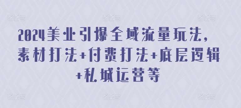 2024美业引爆全域流量玩法，素材打法 付费打法 底层逻辑 私城运营等-讯领网创