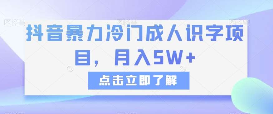 抖音暴力冷门成人识字项目，月入5W+【揭秘】-讯领网创