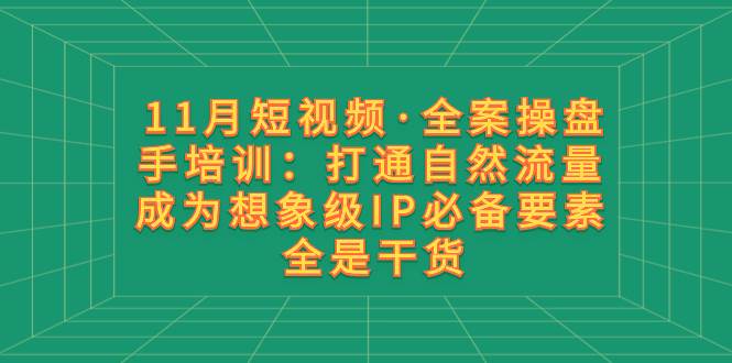 （8182期）11月短视频·全案操盘手培训：打通自然流量 成为想象级IP必备要素 全是干货-讯领网创
