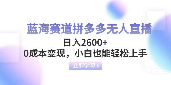 （8331期）蓝海赛道拼多多无人直播，日入2600+，0成本变现，小白也能轻松上手-讯领网创