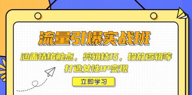 （14008期）流量引爆实战班，涵盖情绪触点，剪辑技巧，投放逻辑等，打造女性IP变现-讯领网创