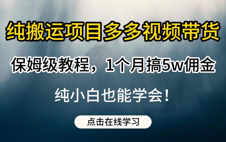 纯搬运项目多多视频带货保姆级教程，1个月搞5w佣金，纯小白也能学会【揭秘】-讯领网创