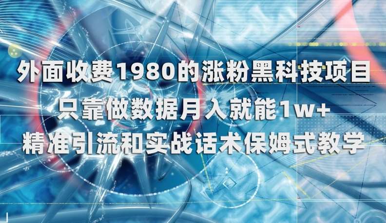外面收费1980的涨粉黑科技项目，只靠做数据月入就能1w+【揭秘】-讯领网创