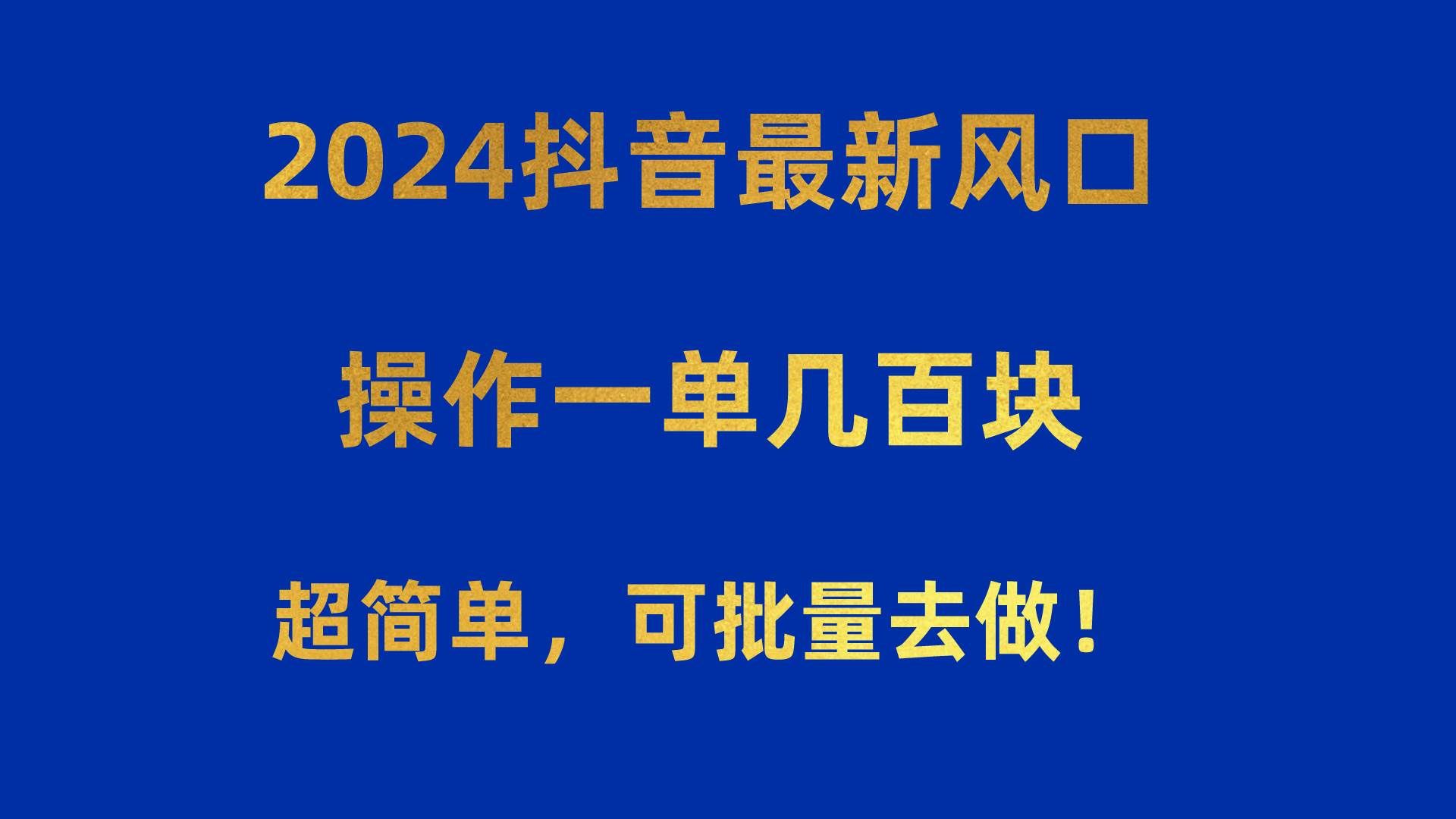 （10413期）2024抖音最新风口！操作一单几百块！超简单，可批量去做！！！-讯领网创