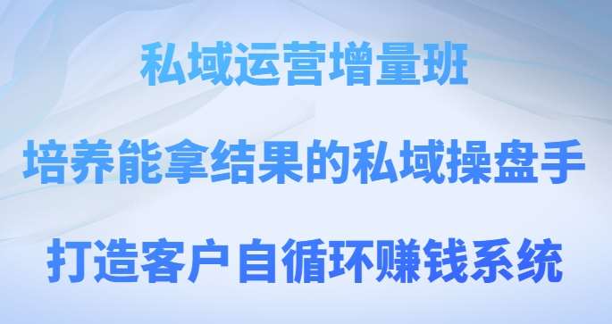 私域运营增量班，培养能拿结果的私域操盘手，打造客户自循环赚钱系统-讯领网创
